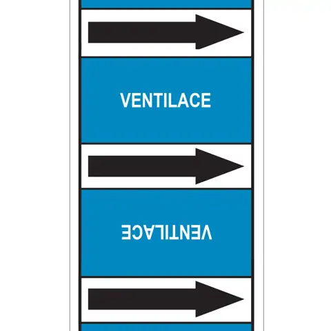 Značení potrubí, ventilace