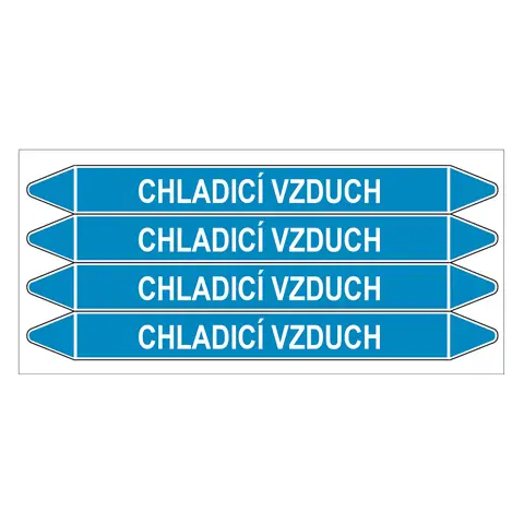 Značení potrubí, chladicí vzduch,4 ks, 250 × 26 mm