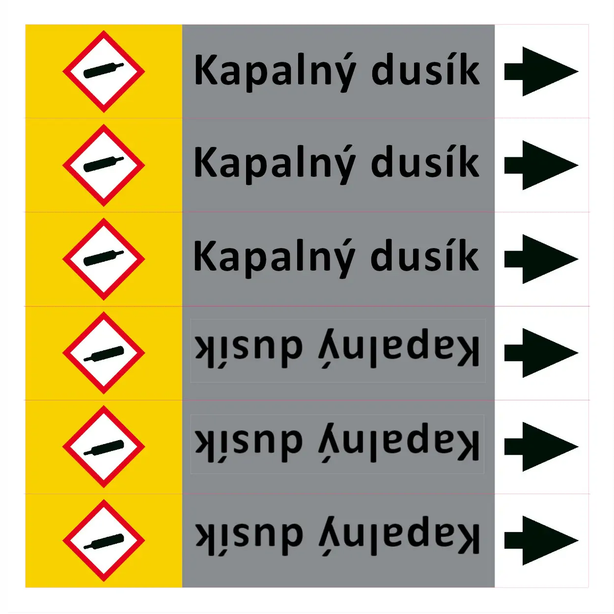 Značení potrubí ISO 20560, kapalný dusík