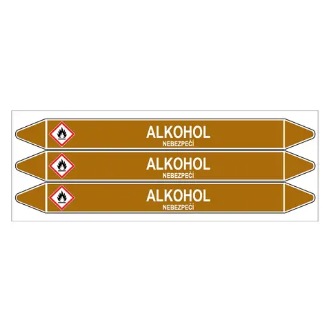 Značení potrubí, alkohol,3 ks, 355 × 37 mm