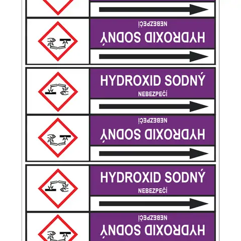 Značení potrubí, hydroxid sodný