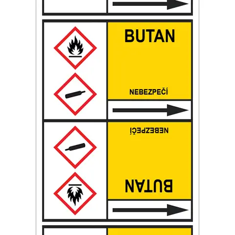 Značení potrubí, butan