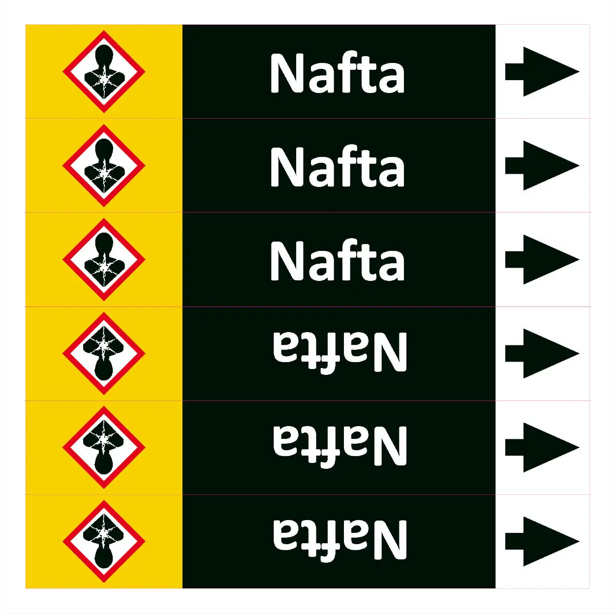 Značení potrubí ISO 20560, nafta