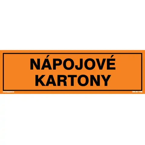 Značka NÁPOJOVÉ KARTONY, samolepicí fólie, 290 × 85 mm