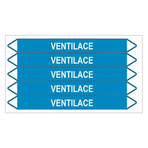 Značení potrubí, ventilace,5 ks, 150 × 12 mm