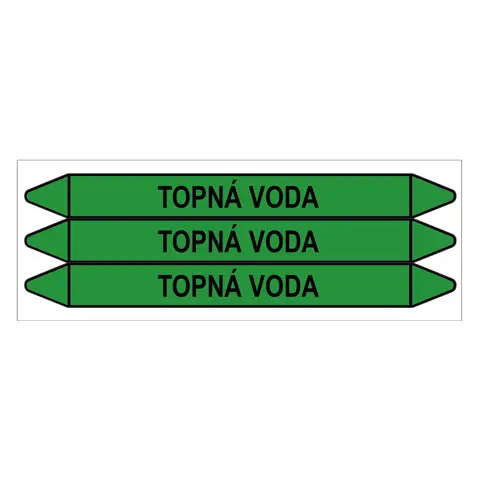 Značení potrubí, topná voda,3 ks, 355 × 37 mm