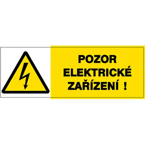 Značka Pozor – Elektrické zařízení!, samolepicí fólie, 148 × 52 mm