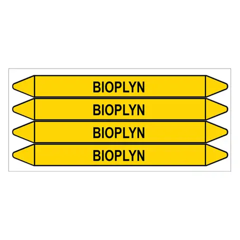 Značení potrubí, bioplyn,4 ks, 250 × 26 mm