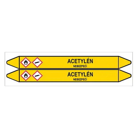 Značení potrubí, acetylén,2 ks, 450 × 52 mm