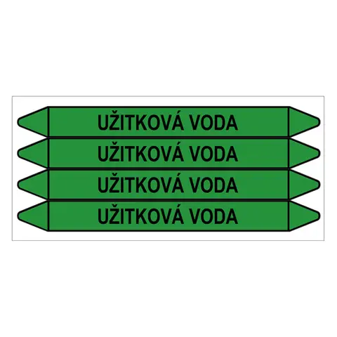 Značení potrubí, užitková voda,4 ks, 250 × 26 mm