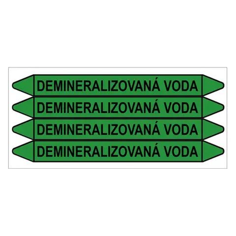 Značení potrubí, demineralizovaná voda,4 ks, 250 × 26 mm