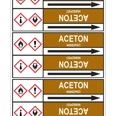 Značení potrubí, aceton