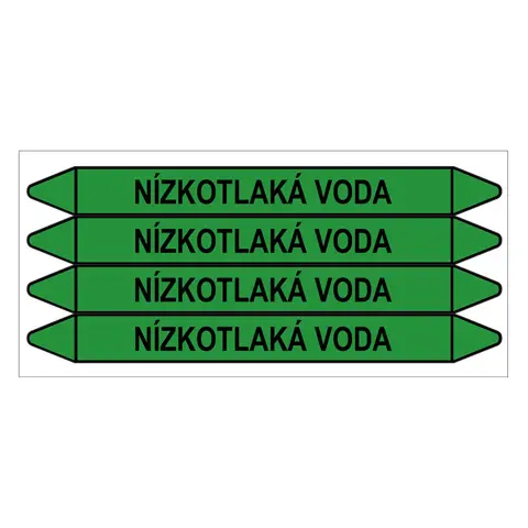 Značení potrubí, nízkotlaká voda,4 ks, 250 × 26 mm