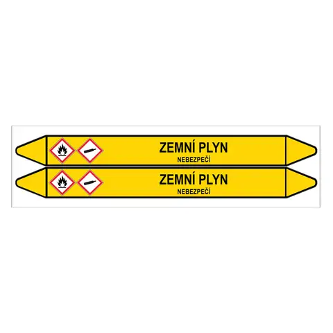 Značení potrubí, zemní plyn,2 ks, 450 × 52 mm