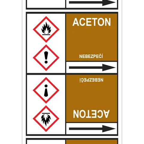 Značení potrubí, aceton