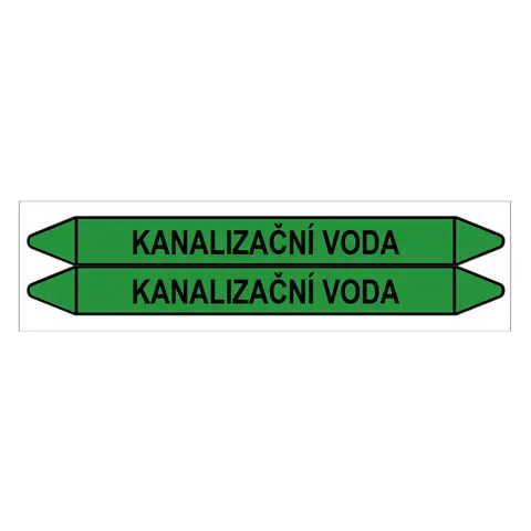 Značení potrubí, kanalizační voda,2 ks, 450 × 52 mm