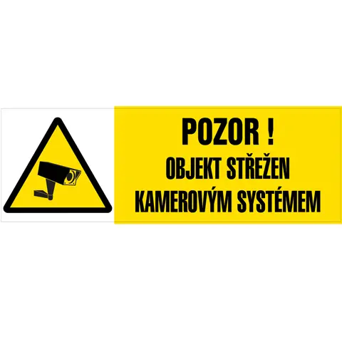 Značka Pozor – Objekt střežen kamerovým systémem, fólie, 52 × 148 mm