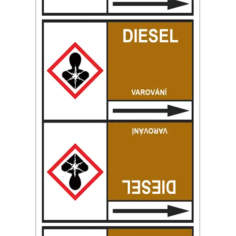 Značení potrubí, diesel