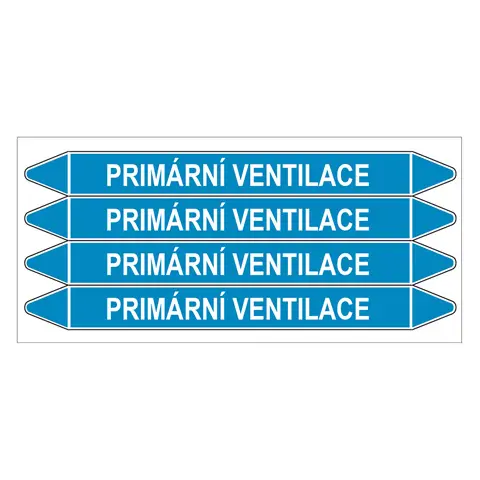 Značení potrubí, primární ventilace,4 ks, 250 × 26 mm