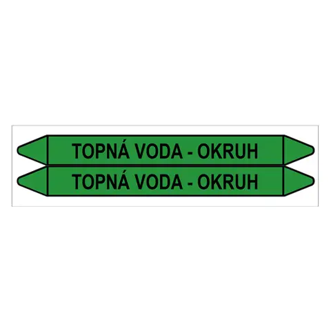 Značení potrubí, topná voda - okruh,2 ks, 450 × 52 mm