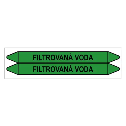 Značení potrubí, filtrovaná voda,2 ks, 450 × 52 mm