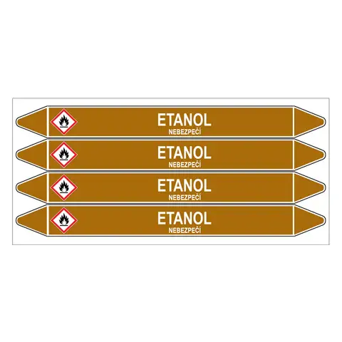 Značení potrubí, etanol,4 ks, 250 × 26 mm