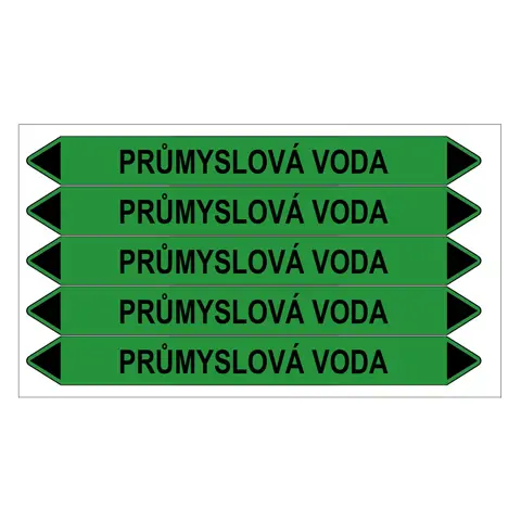 Značení potrubí, průmyslová voda,5 ks, 150 × 12 mm