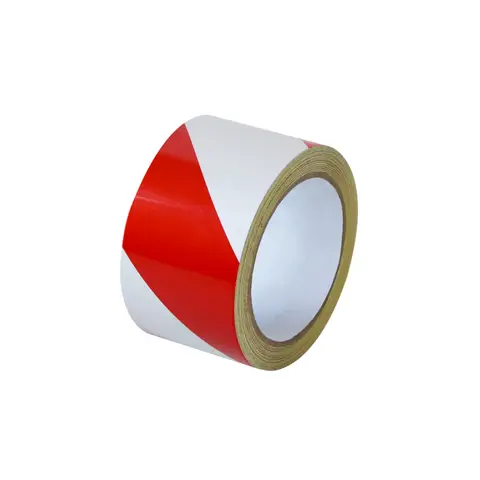 Reflexní výstražná páska, pravá, bílá/červená, 5 cm × 15 m