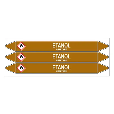 Značení potrubí, etanol,3 ks, 355 × 37 mm