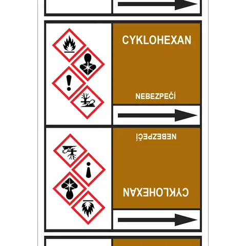 Značení potrubí, cyklohexan,,