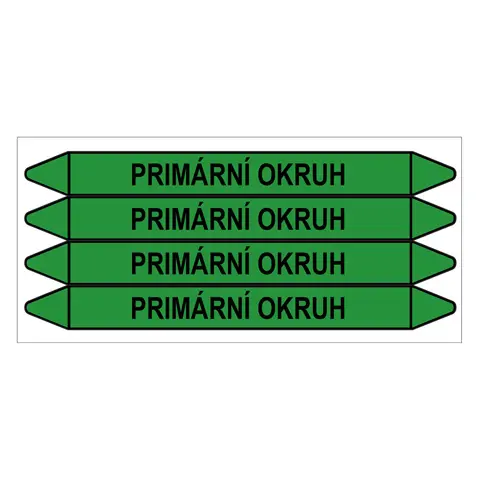 Značení potrubí, primární okruh,4 ks, 250 × 26 mm