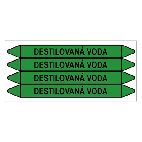 Značení potrubí, destilovaná voda,4 ks, 250 × 26 mm