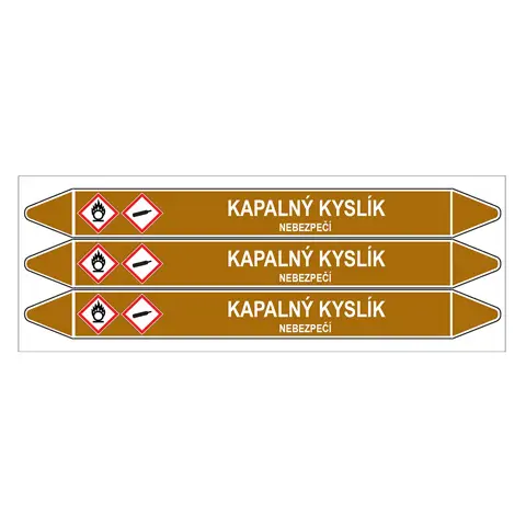 Značení potrubí, kapalný kyslík,3 ks, 355 × 37 mm