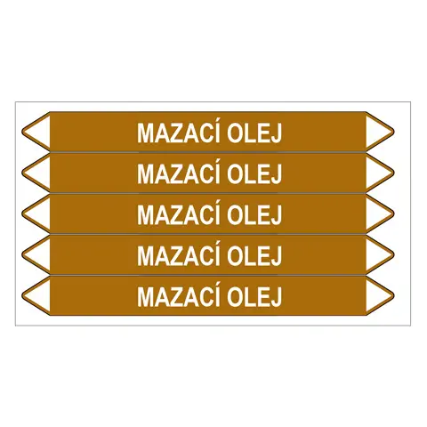 Značení potrubí, mazací olej,5 ks, 150 × 12 mm