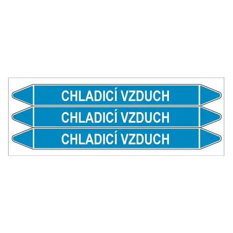 Značení potrubí, chladicí vzduch,3 ks, 355 × 37 mm