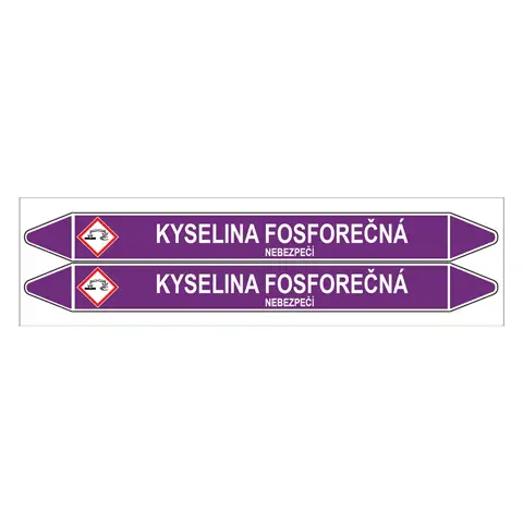 Značení potrubí, kyselina fosforečná,2 ks, 450 × 52 mm