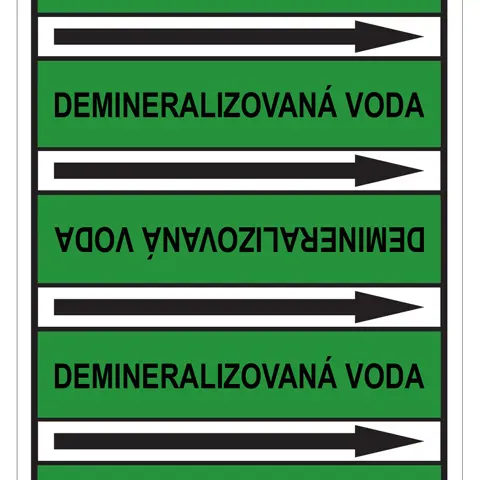 Značení potrubí, demineralizovaná voda