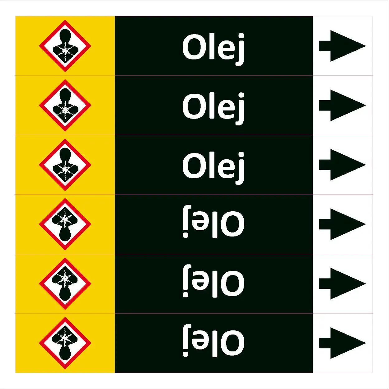 Značení potrubí ISO 20560, olej