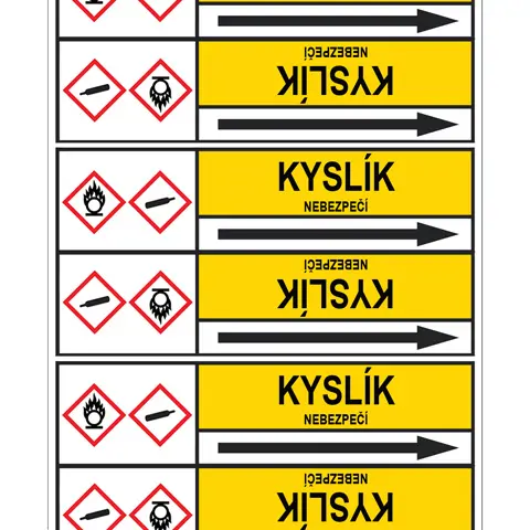 Značení potrubí, kyslík