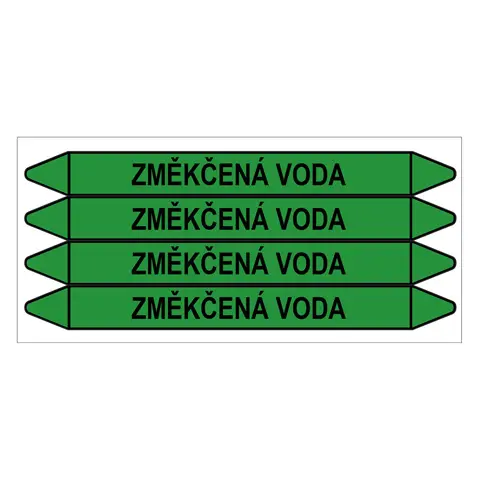 Značení potrubí, změkčená voda,4 ks, 250 × 26 mm