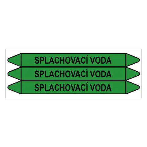 Značení potrubí, splachovací voda,3 ks, 355 × 37 mm