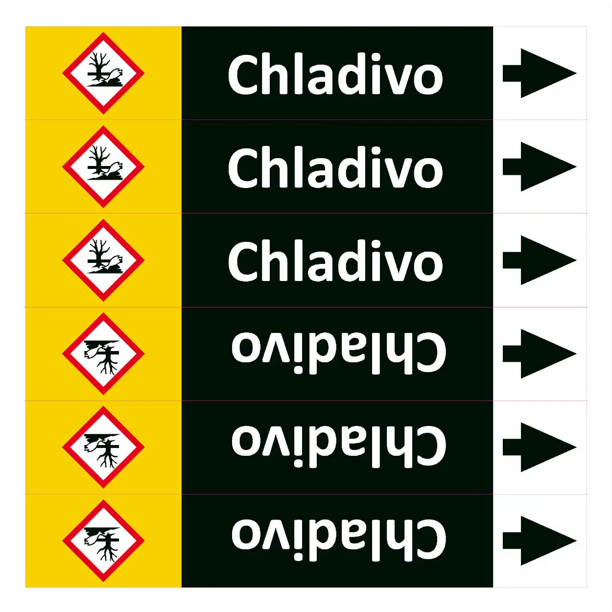 Značení potrubí ISO 20560, chladivo