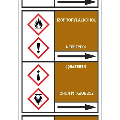 Značení potrubí, izopropylalkohol