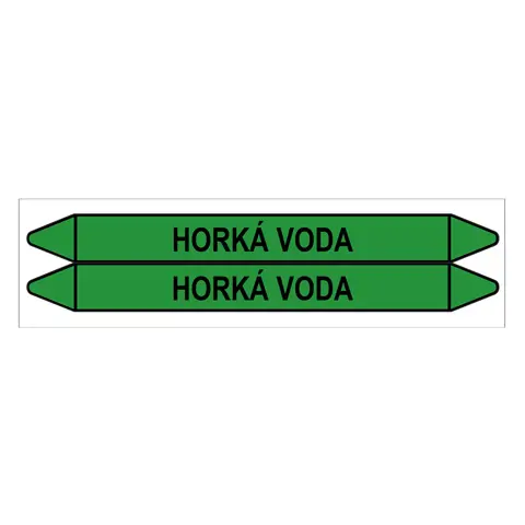 Značení potrubí, horká voda,2 ks, 450 × 52 mm