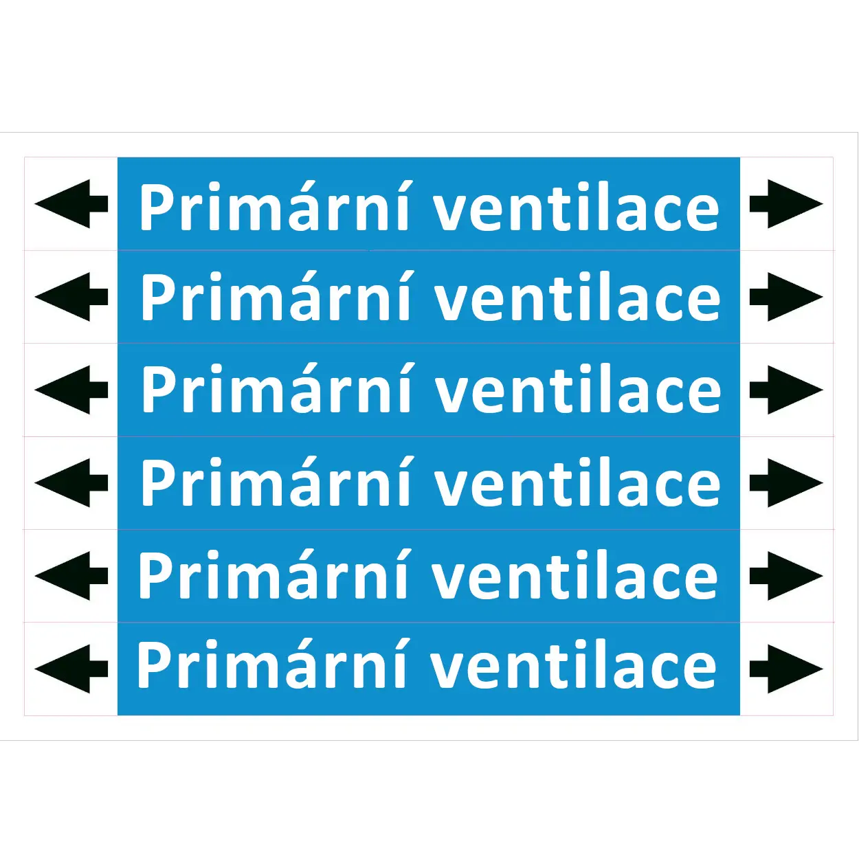 Značení potrubí ISO 20560, primární ventilace