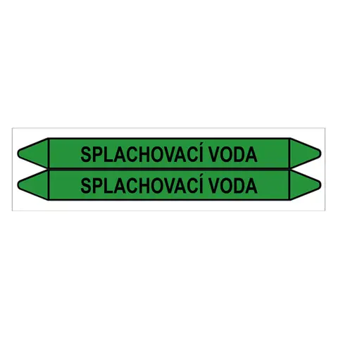 Značení potrubí, splachovací voda,2 ks, 450 × 52 mm