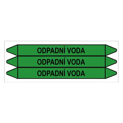 Značení potrubí, odpadní voda,3 ks, 355 × 37 mm