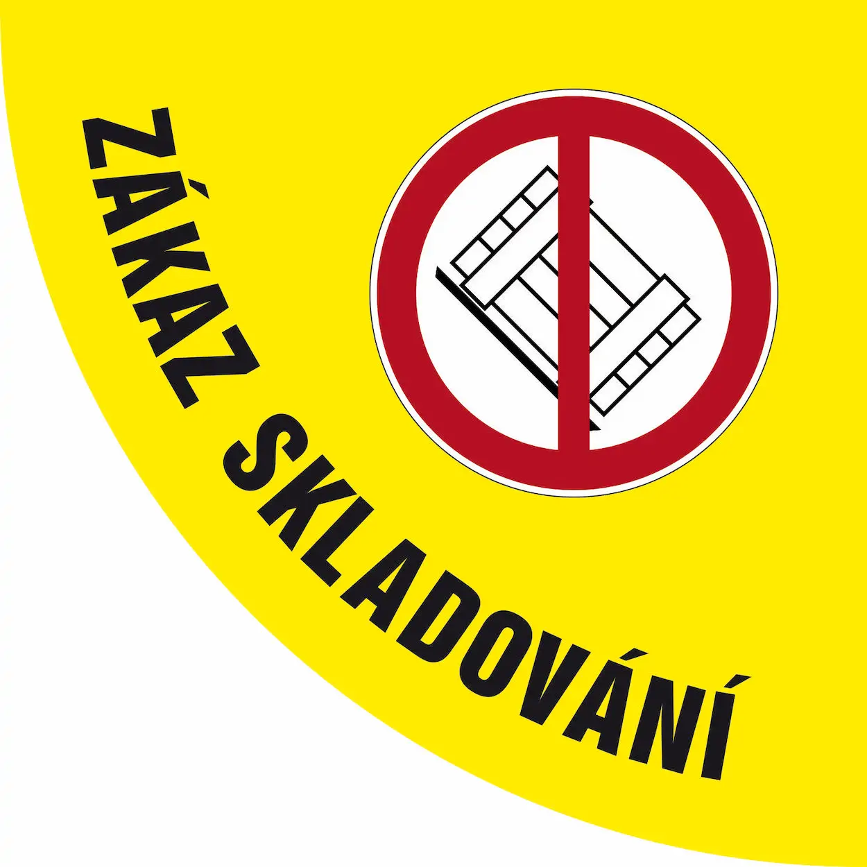 Podlahová značka před dveře – Zákaz skladování, žlutá, 70 × 70 cm