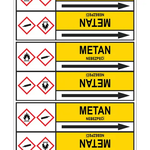 Značení potrubí, metan