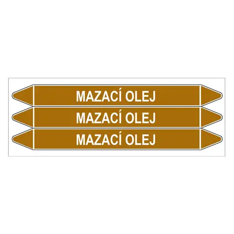 Značení potrubí, mazací olej,3 ks, 355 × 37 mm